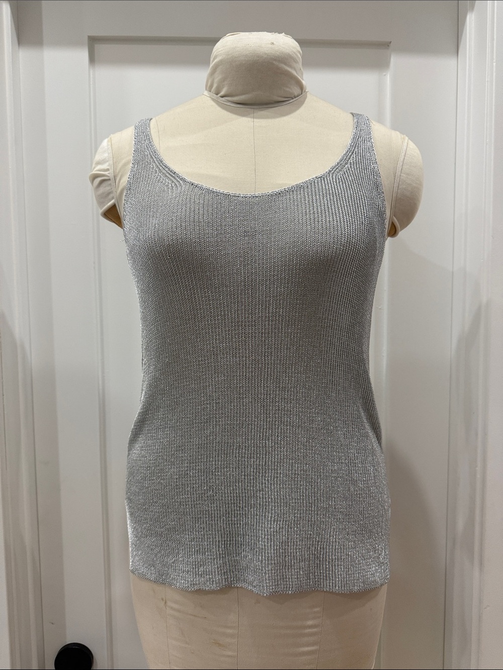 Reiss metallic silver mesh tank top small